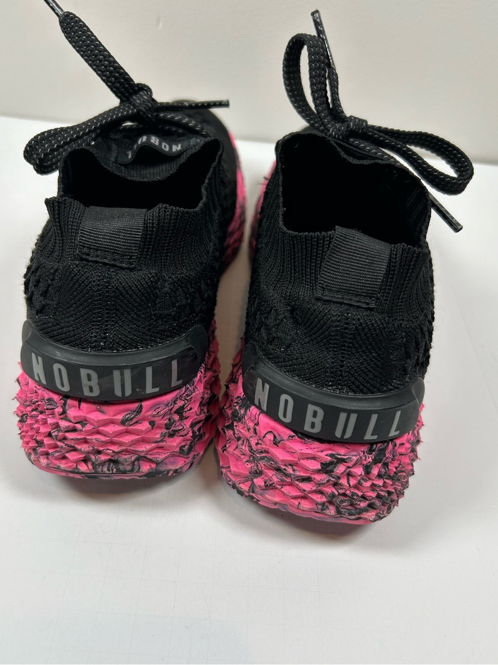 Nobull AllDay Knit Runner Black Knit Athletic Sneakers with Pink Marbled Sole - Picture 8 of 9